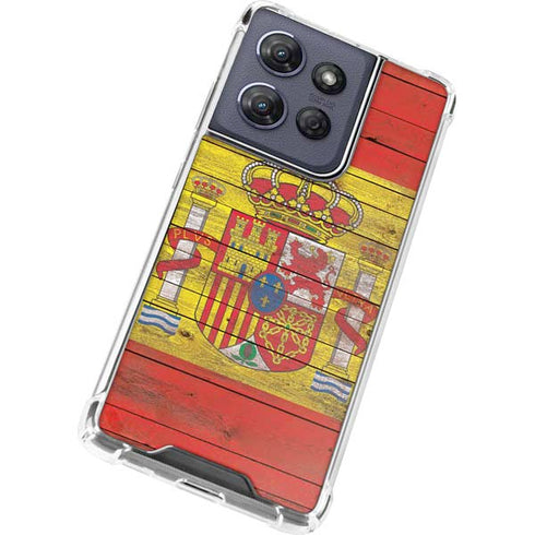 Spain Flag Dark Wood Moto G Stylus 5G (2025) Clear Case